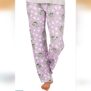 Cozy Satin-Touch Grogu Print Pajama Pants • Cute Purple Lounge Bottoms